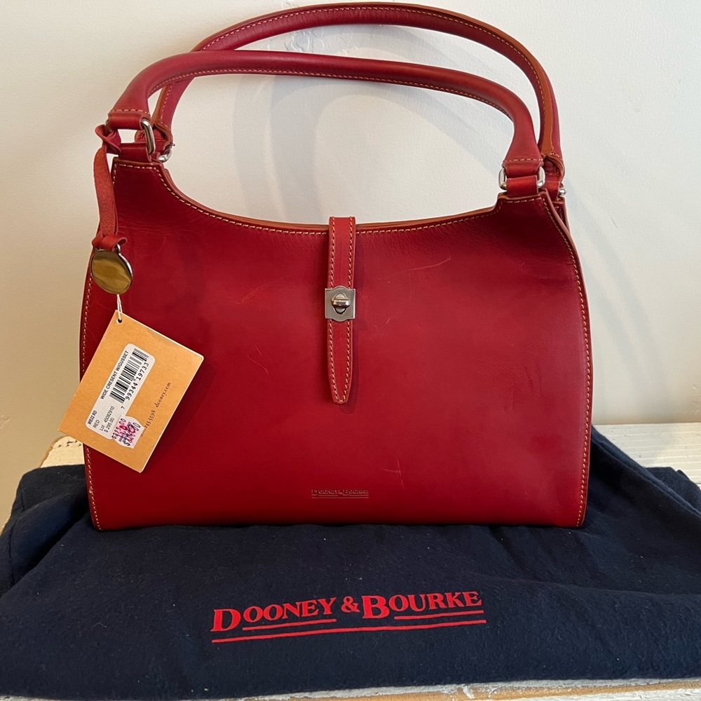 Dooney & Bourke Red Wide Cresent W/Gusset.